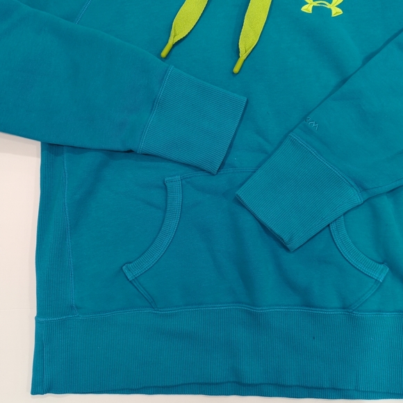 Under Armour Storm Cold Gear Teal Blue Hoodie with Green Accents Women's Medium - Picture 5 of 13